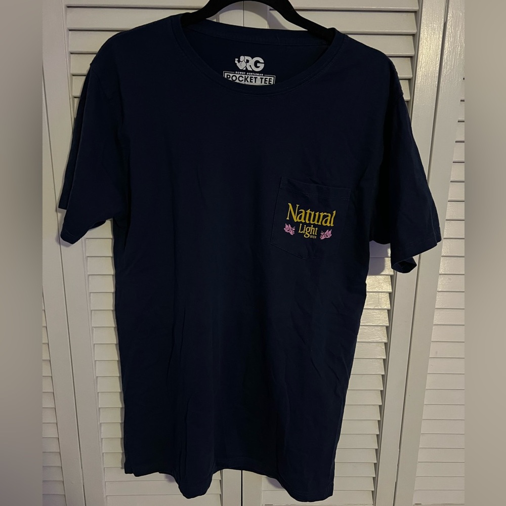 Natural Light Pocketed T-Shirt, Men’s L, Blue.